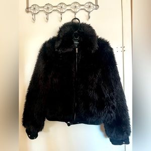Express black furry jacket